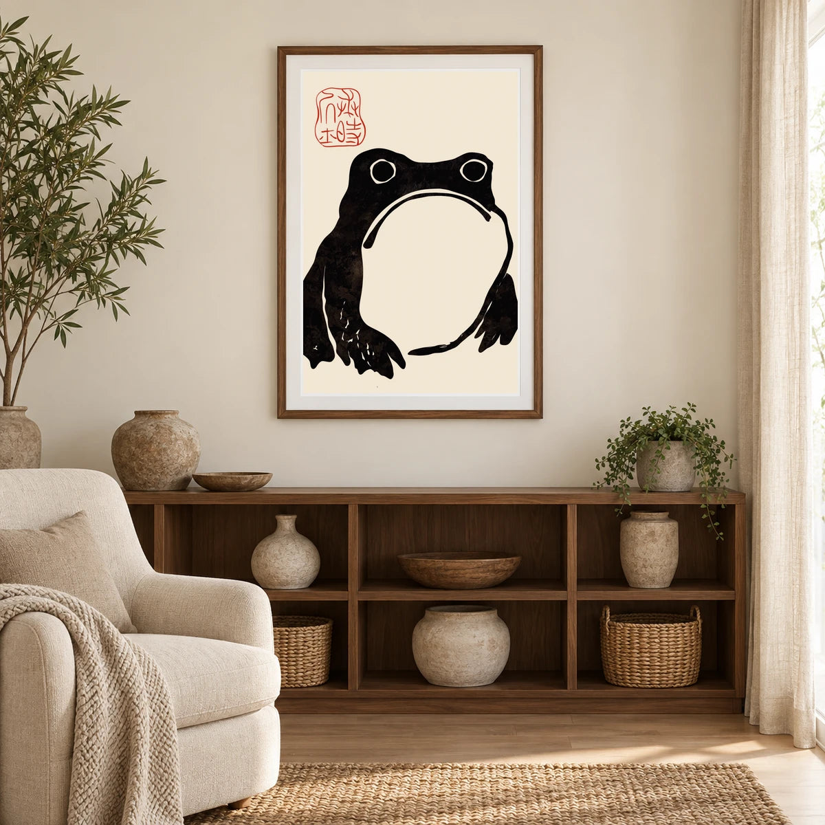 Grumpy Frog Dark Matsumoto Hoji — Japanese Ukiyo-e japanese ukiyo-e print by SaamCrafts