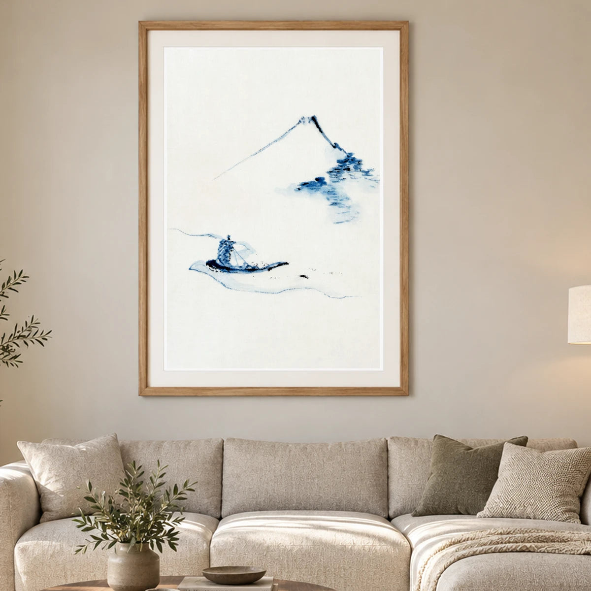 Hokusai S A Person In A Small Boat On A River With Mount Fuji In The Background — Japanese Ukiyo-e japanese ukiyo-e print by SaamCrafts