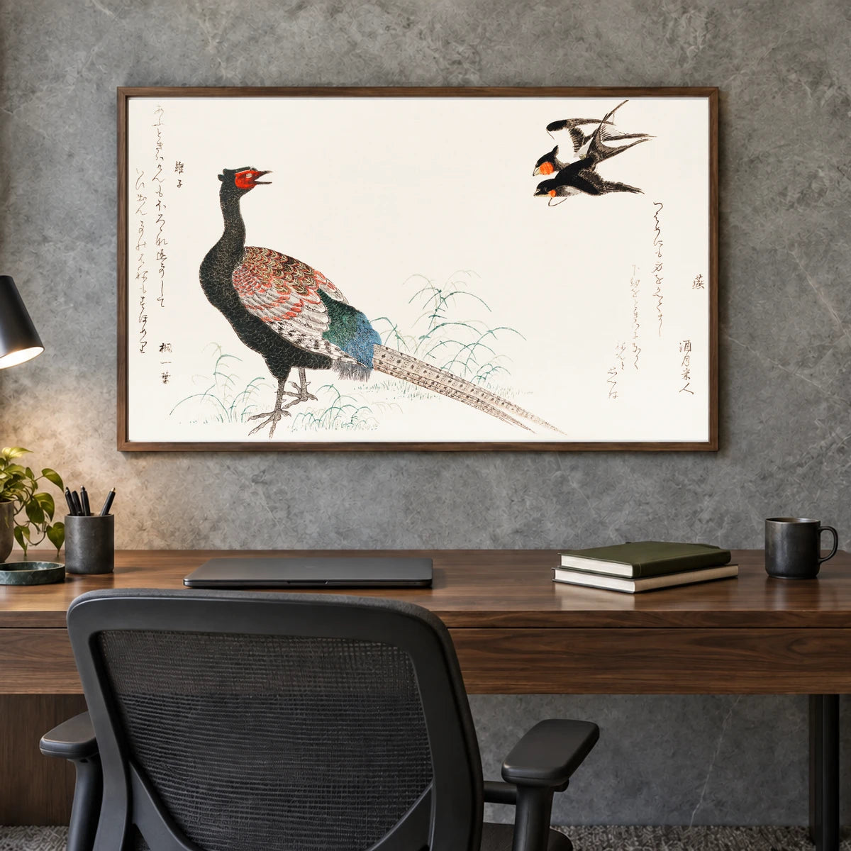 Tsubakura Kiji By Utamaro Kitagawa — Japanese Ukiyo-e shown in a styled interior