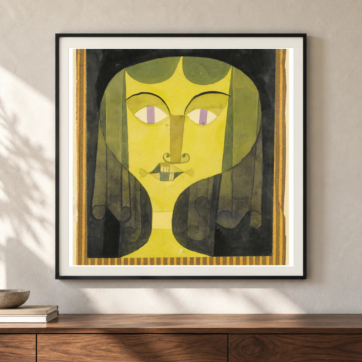 Portrait Of A Violet Eyed Woman (1921) — Paul Klee shown in a styled interior