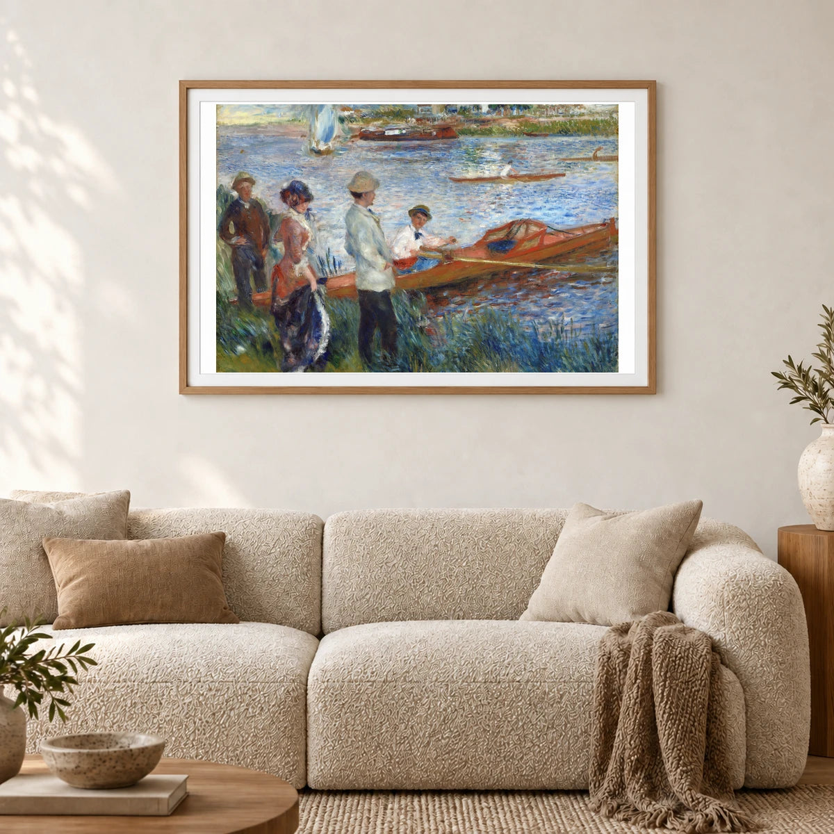 Oarsmen At Chatou — Pierre-Auguste Renoir shown in a styled interior