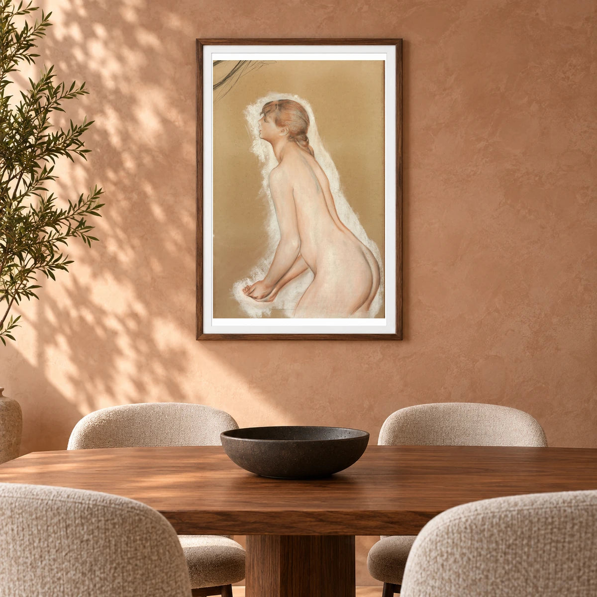 Splashing Figure (study For ‘the Large Bathers’) — Pierre-Auguste Renoir shown in a styled interior
