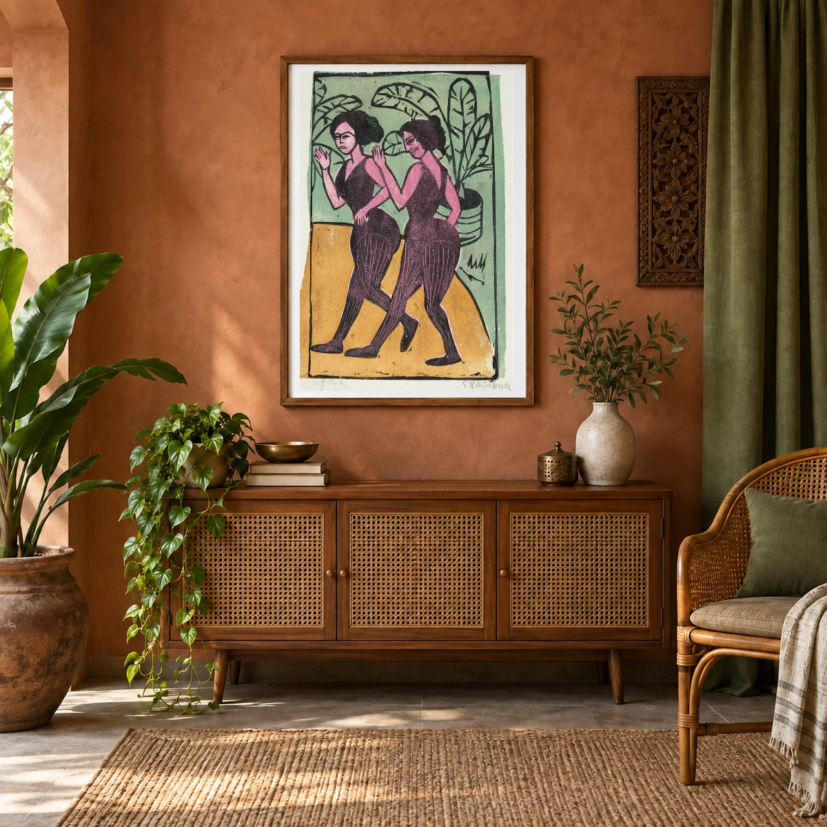 English Step Dancers (1911) — Ernst Ludwig Kirchner shown in a styled interior