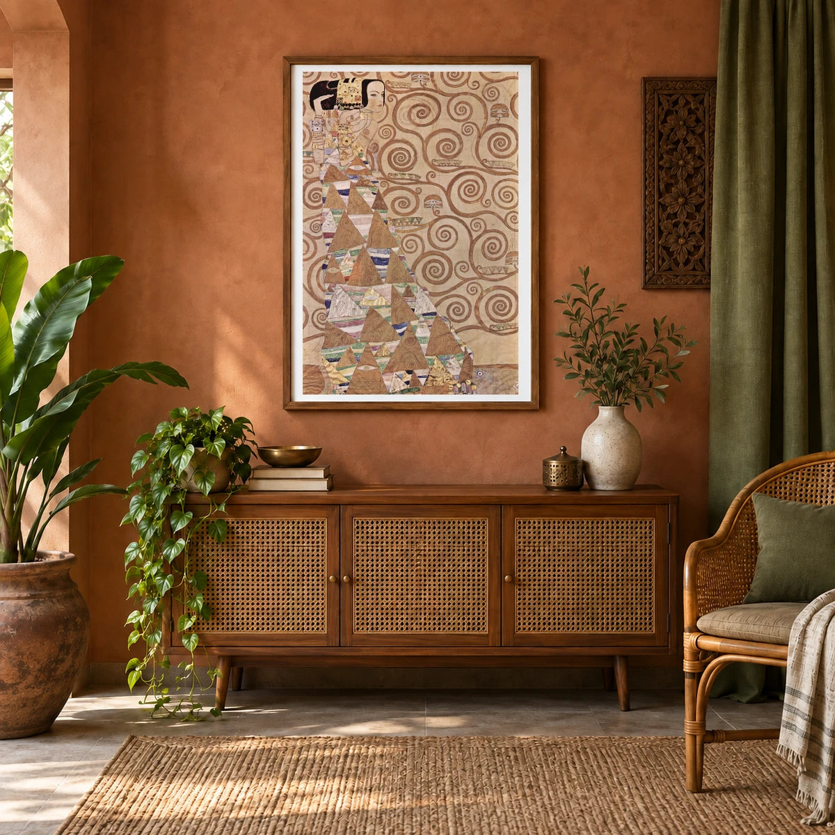 Expectation (from Tree Of Life) — Gustav Klimt shown in a styled interior
