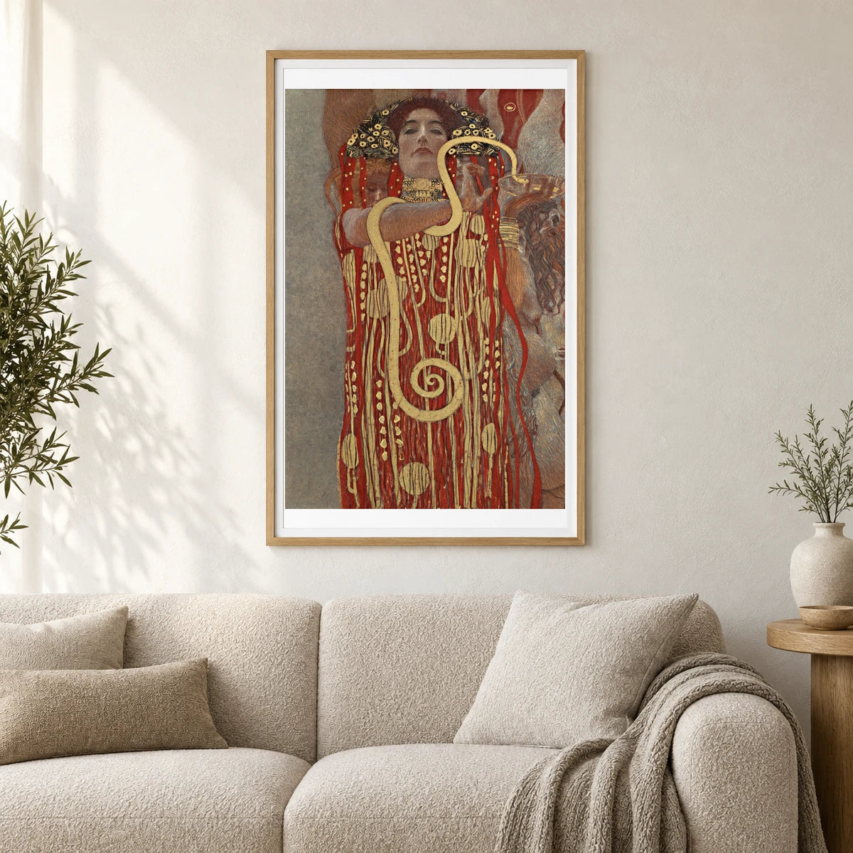 Hygieia — Gustav Klimt shown in a styled interior