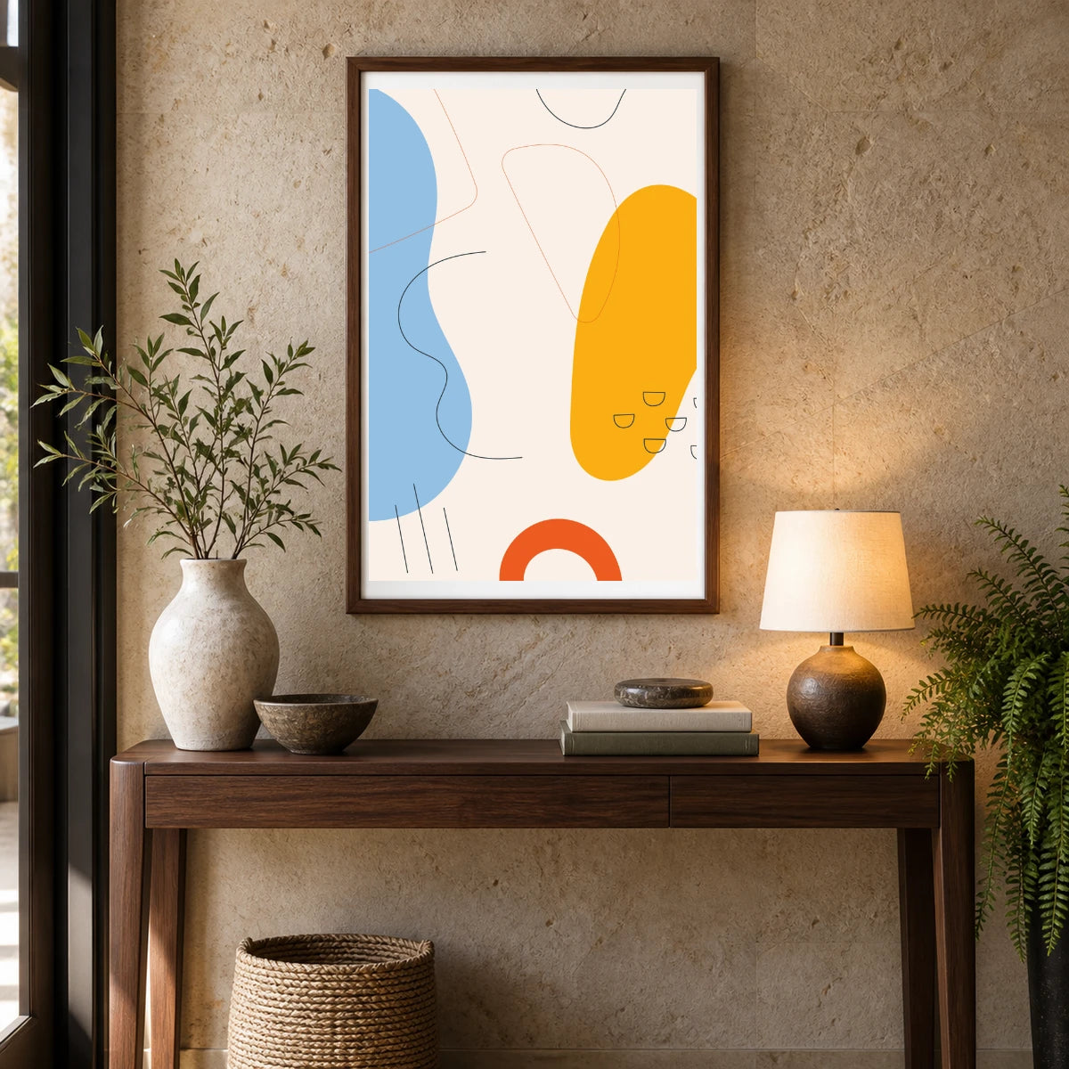 Boho Abstract Print XXXVI — Boho Abstract Prints shown in a styled interior