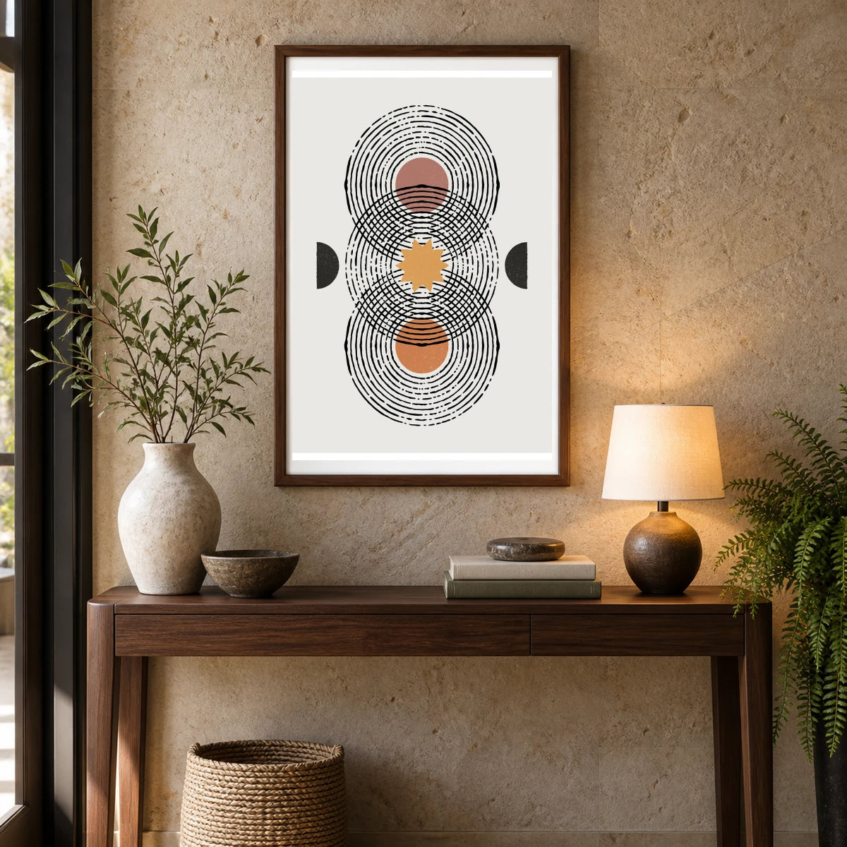 Boho Abstract Print XLIII — Boho Abstract Prints shown in a styled interior