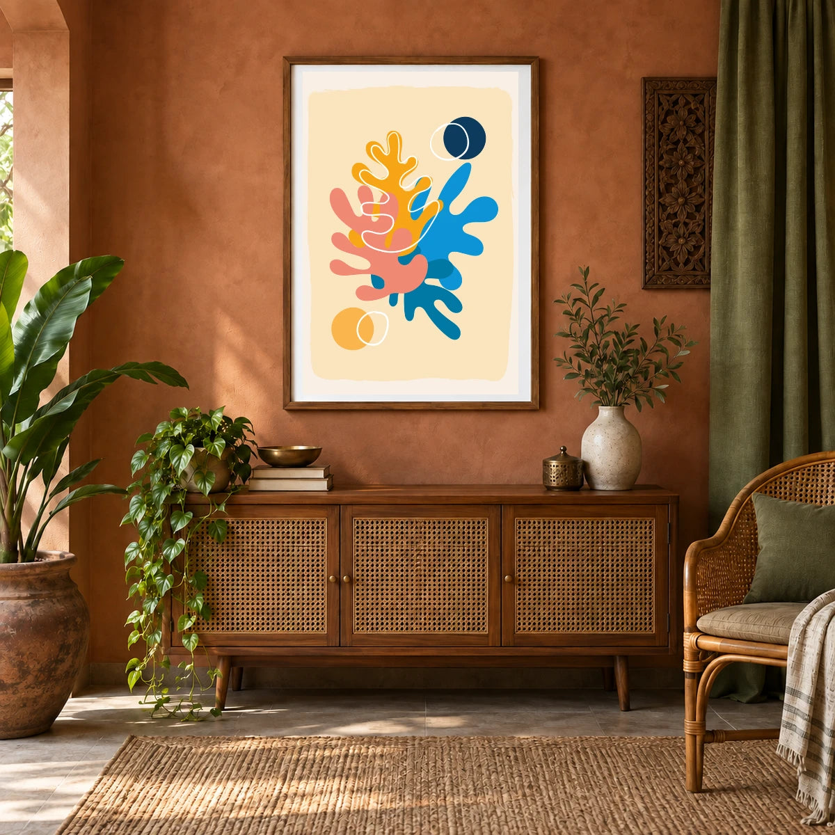 Boho Abstract Print XCVI — Boho Abstract Prints shown in a styled interior