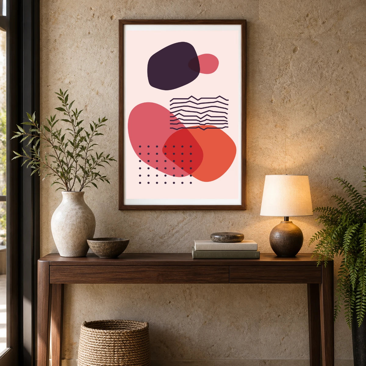 Boho Abstract Print C — Boho Abstract Prints shown in a styled interior