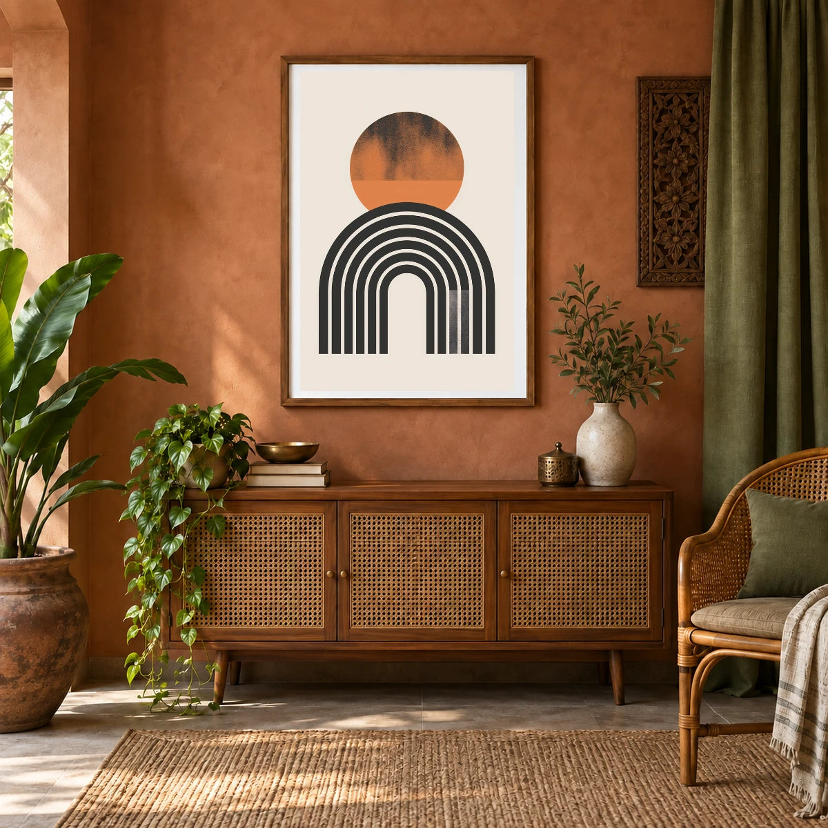 Boho Abstract Print CXXXVII — Boho Abstract Prints shown in a styled interior