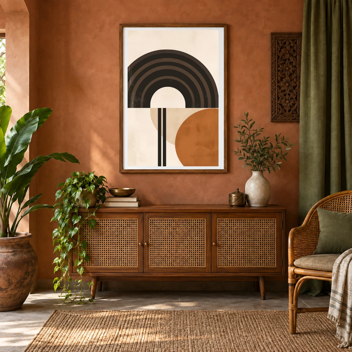 Boho Abstract Print CXLV — Boho Abstract Prints shown in a styled interior