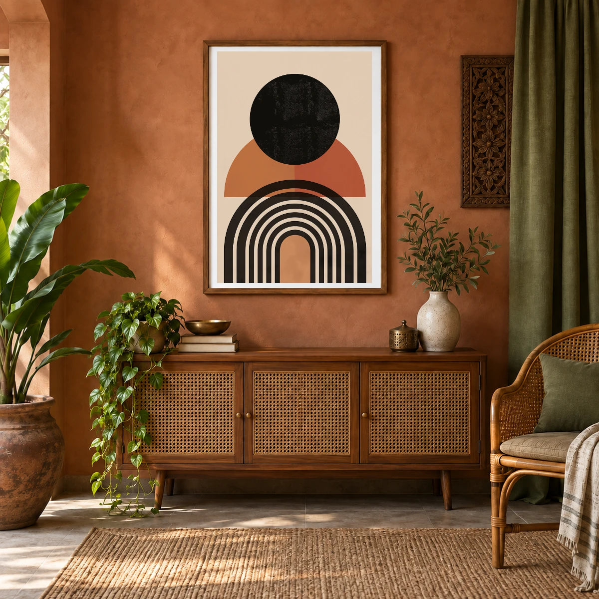 Boho Abstract Print CXLVI — Boho Abstract Prints shown in a styled interior