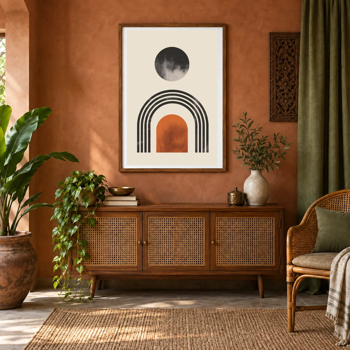Boho Abstract Print CLI — Boho Abstract Prints shown in a styled interior