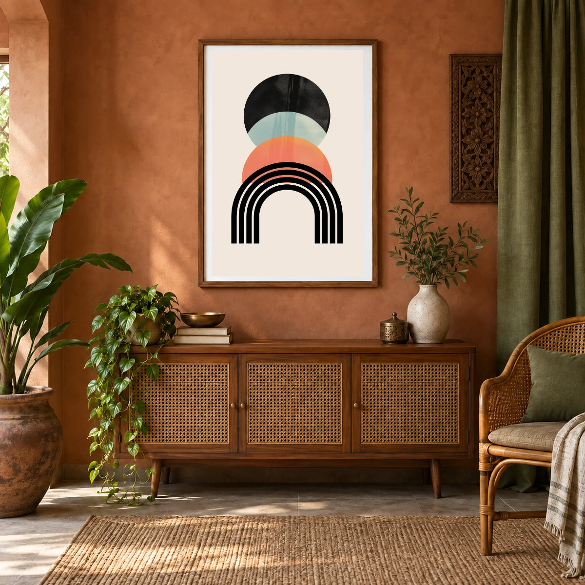 Boho Abstract Print CLXII — Boho Abstract Prints shown in a styled interior