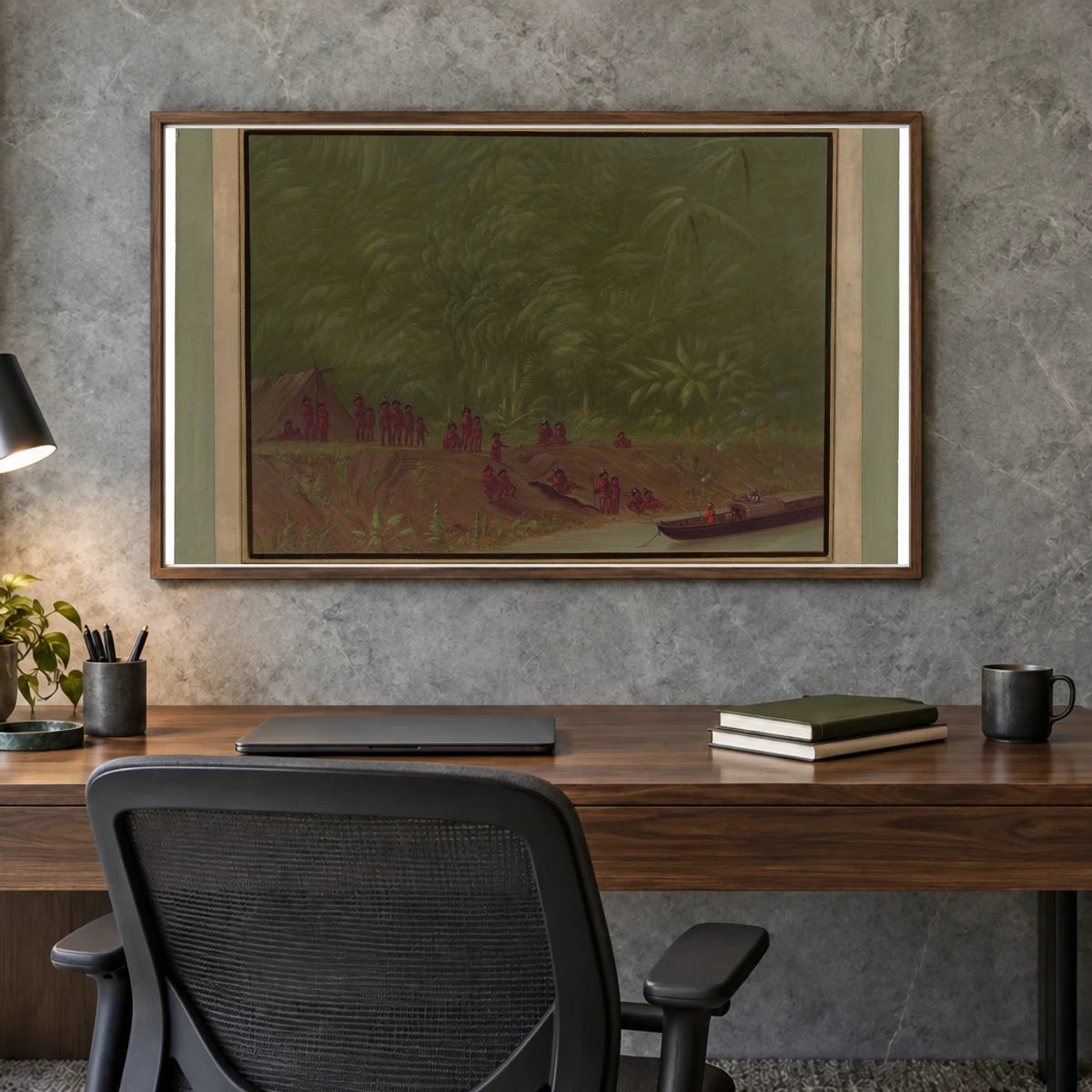 A Mura Encampment Boat Sketch 1965.16.281 — Famous Paintings shown in a styled interior
