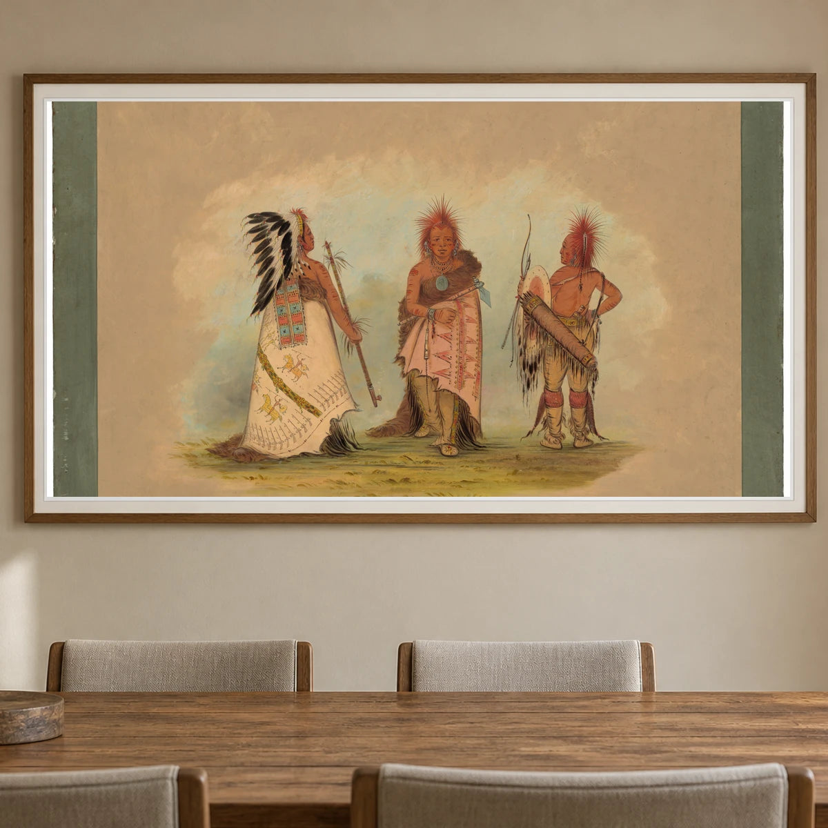 A Pawnee Chief With Two Warriors 1965.16.61 — Famous Paintings shown in a styled interior