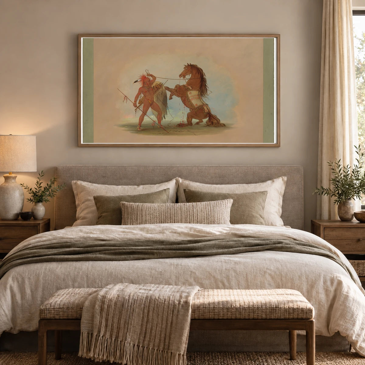 A Pawnee Warrior Sacrificing His Favorite Horse 1965.16.67 — Famous Paintings shown in a styled interior