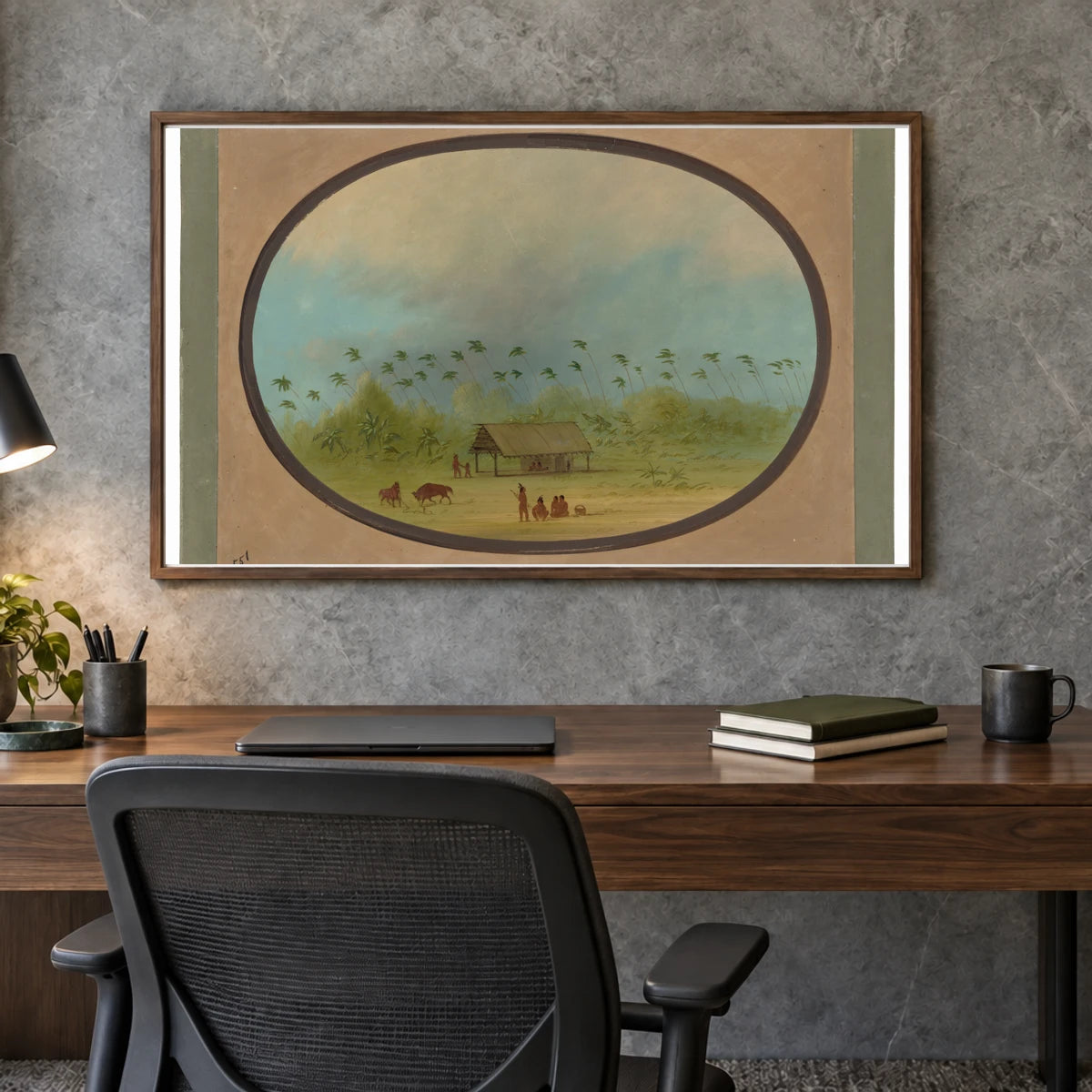 A Small Tobos Village 1965.16.291 — Famous Paintings shown in a styled interior