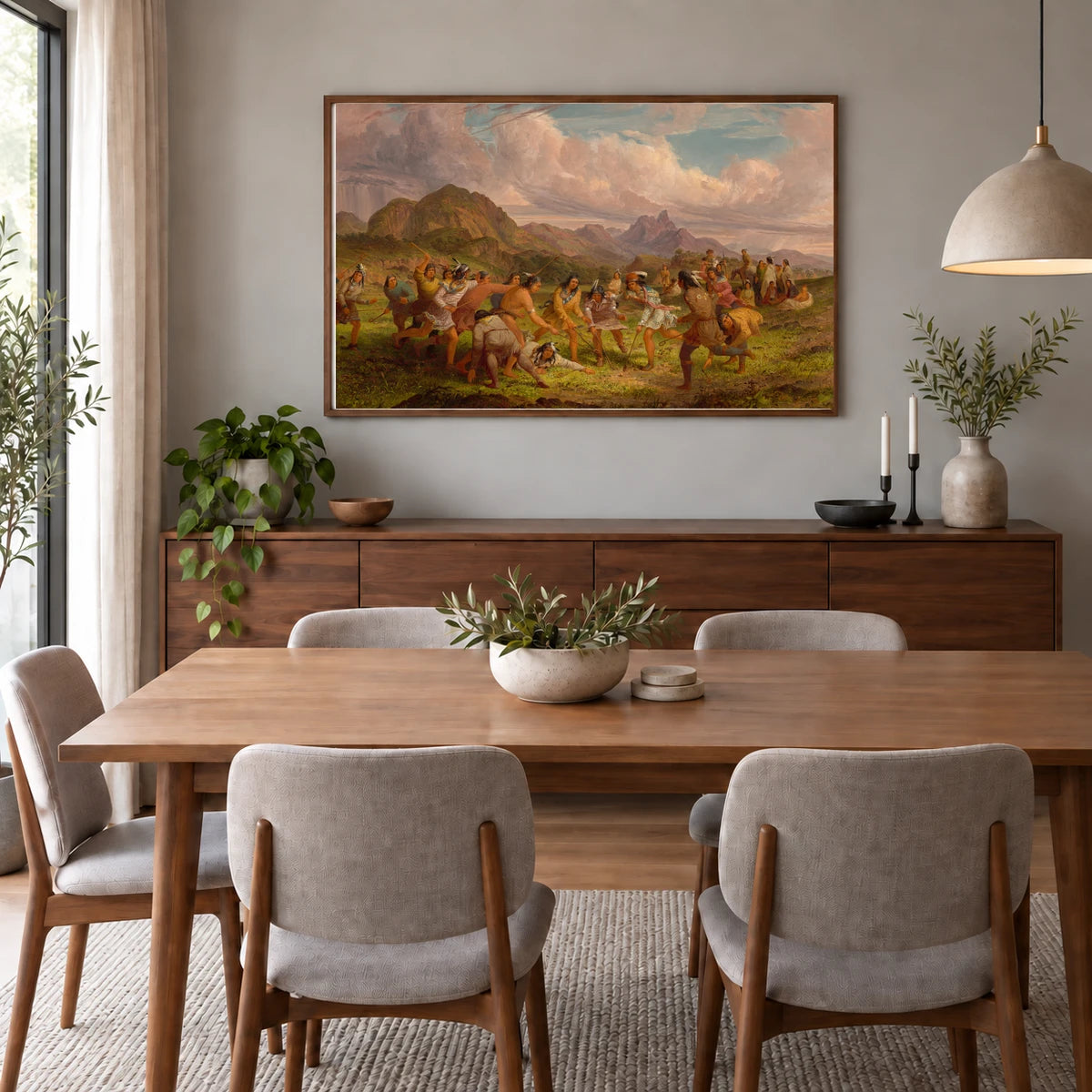 Ball Playing Among The Sioux Indians 2014.79.46 — Famous Paintings shown in a styled interior