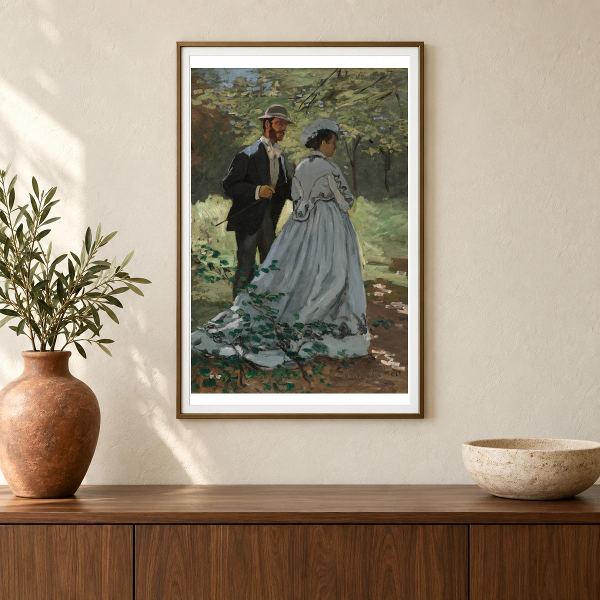 Bazille And Camille (study For Dejeuner Sur L Herbe ) 1970.17.41 — Famous Paintings shown in a styled interior
