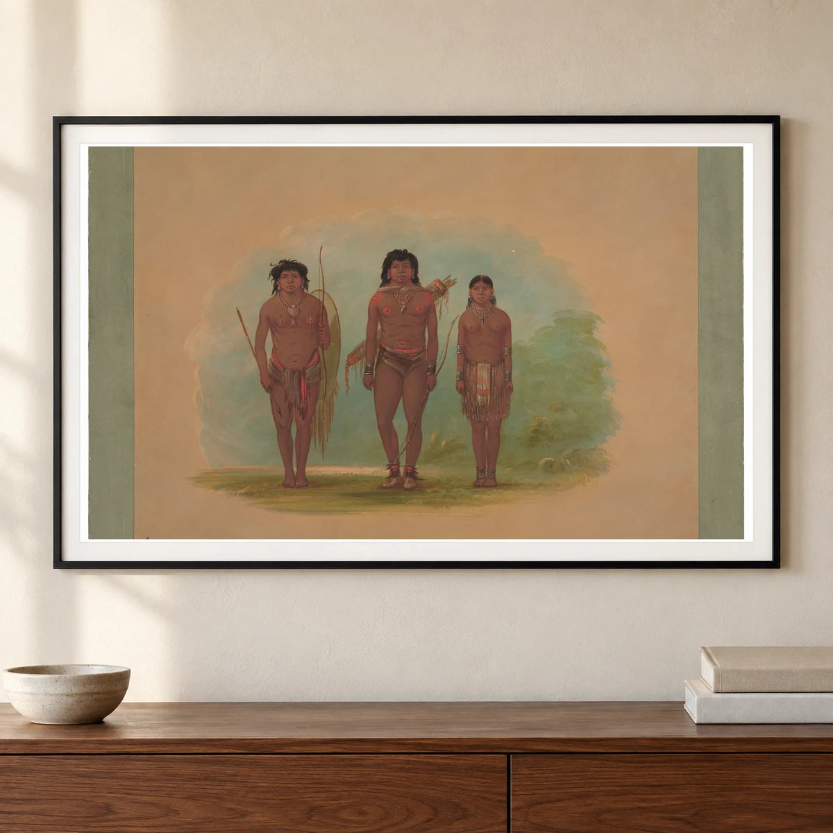 Chaco Chief, His Wife, And A Warrior 1965.16.244 — Famous Paintings shown in a styled interior