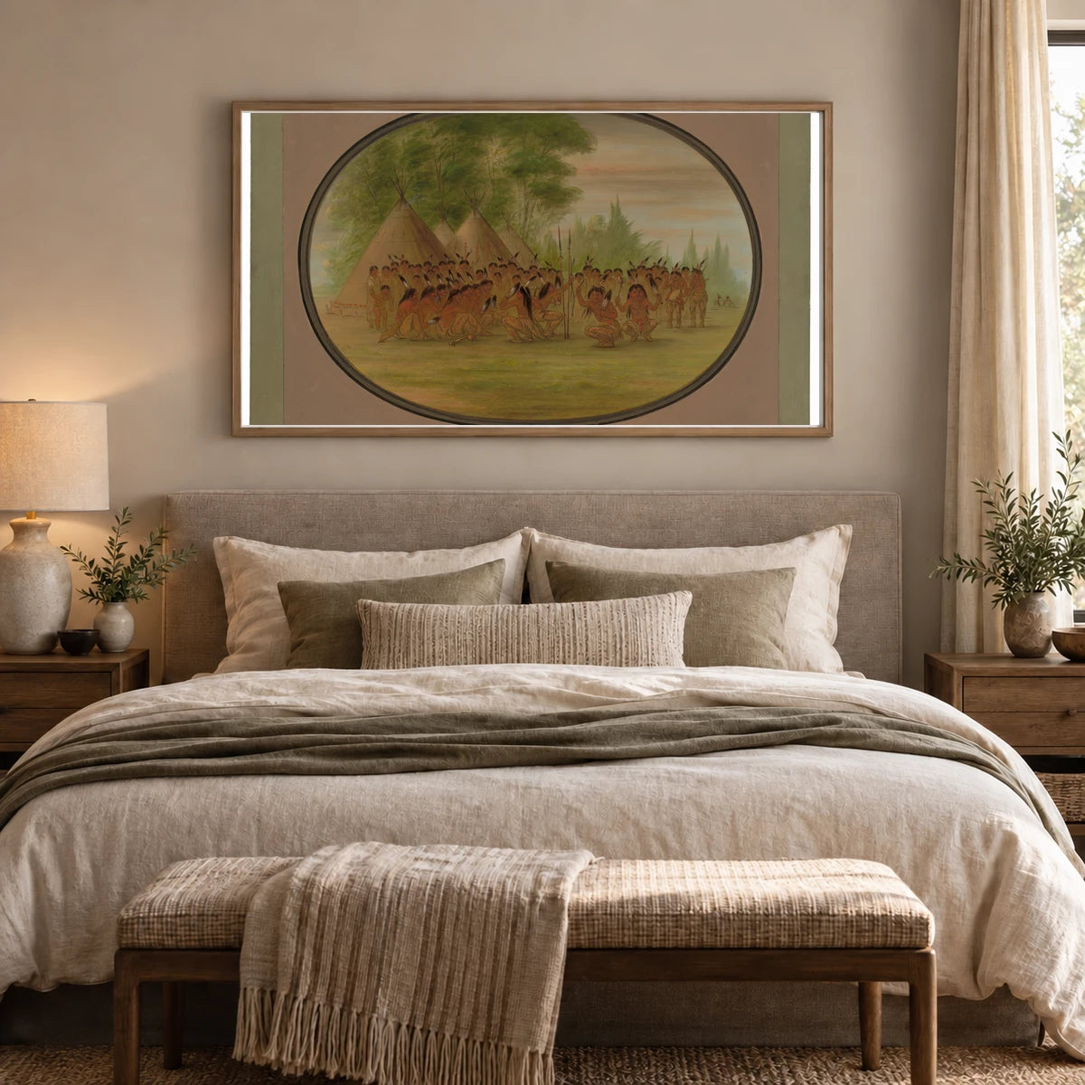 Eagle Dance Choctaw 1965.16.132 — Famous Paintings shown in a styled interior