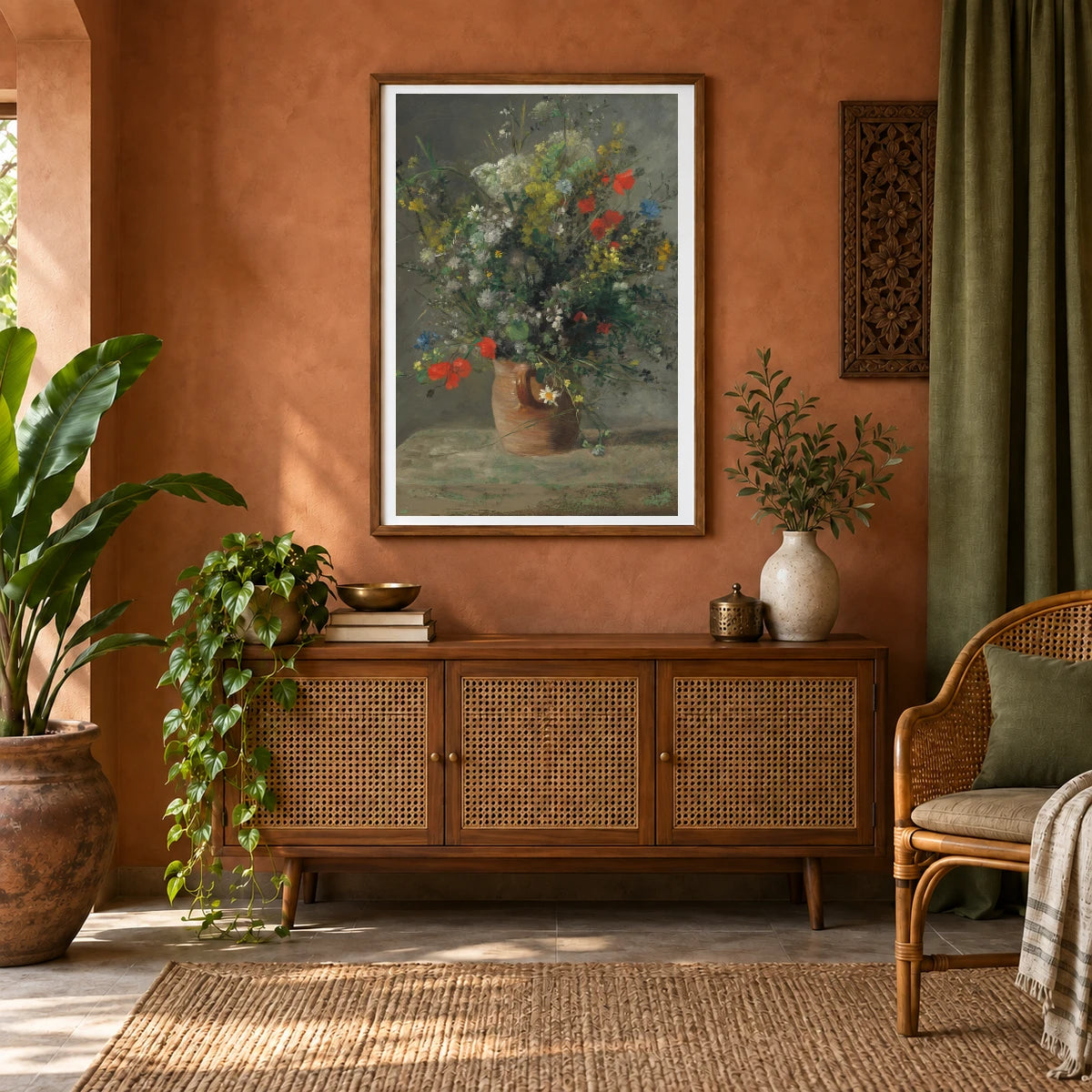 Flowers In A Vase 1983.1.32 — Famous Paintings shown in a styled interior