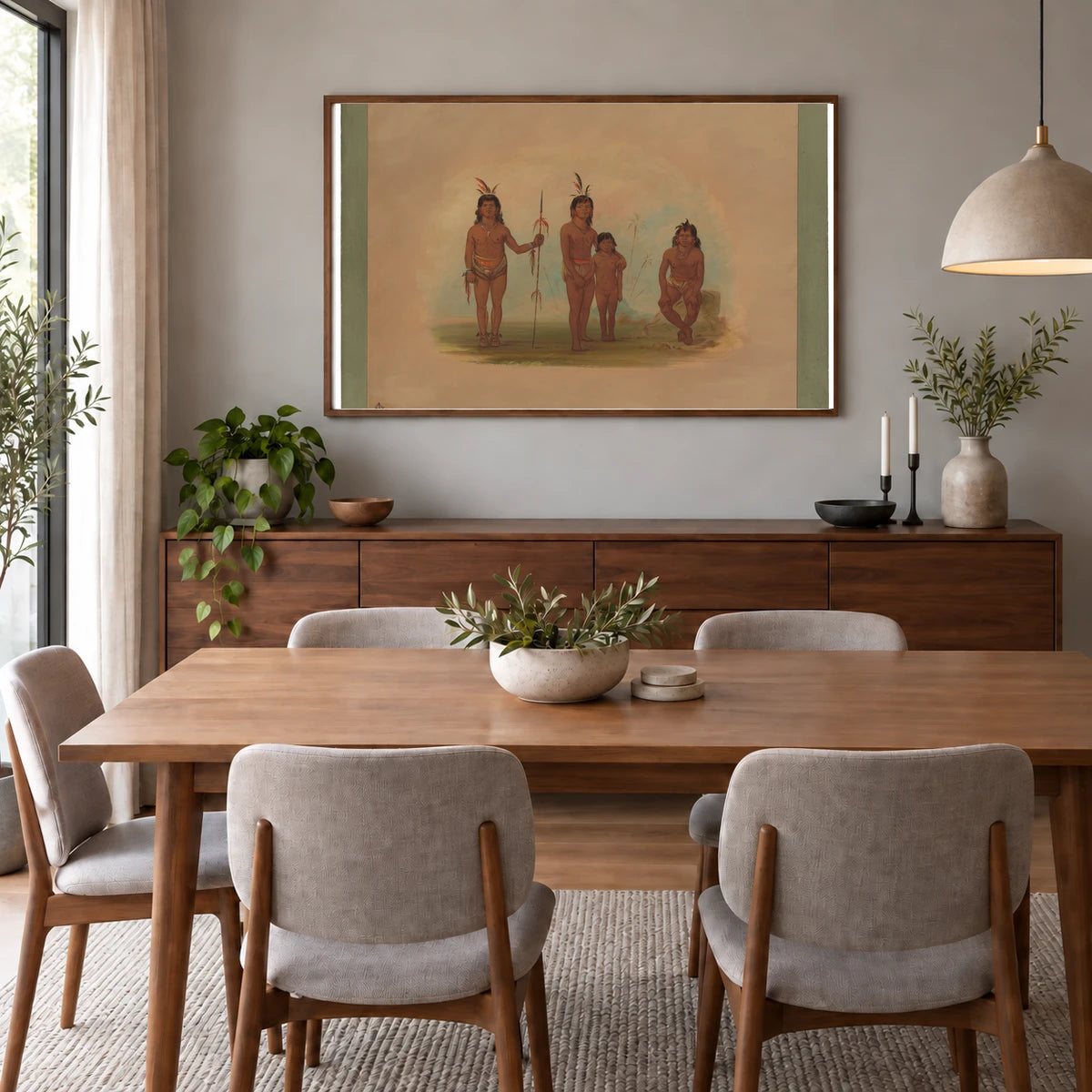 Four Goo A Give Indians 1965.16.225 — Famous Paintings shown in a styled interior