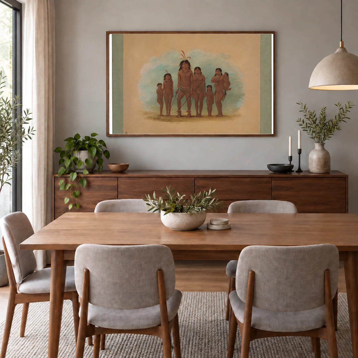 Lengua Chief, His Two Wives, And Four Children 1965.16.246 — Famous Paintings shown in a styled interior