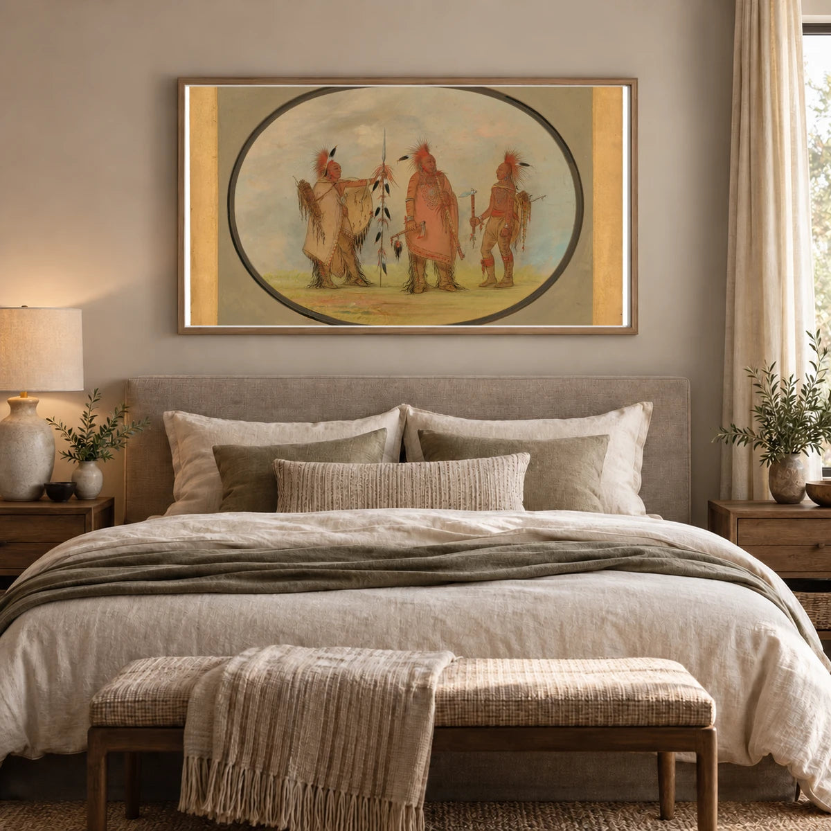 Osage Chief With Two Warriors 1965.16.68 — Famous Paintings shown in a styled interior