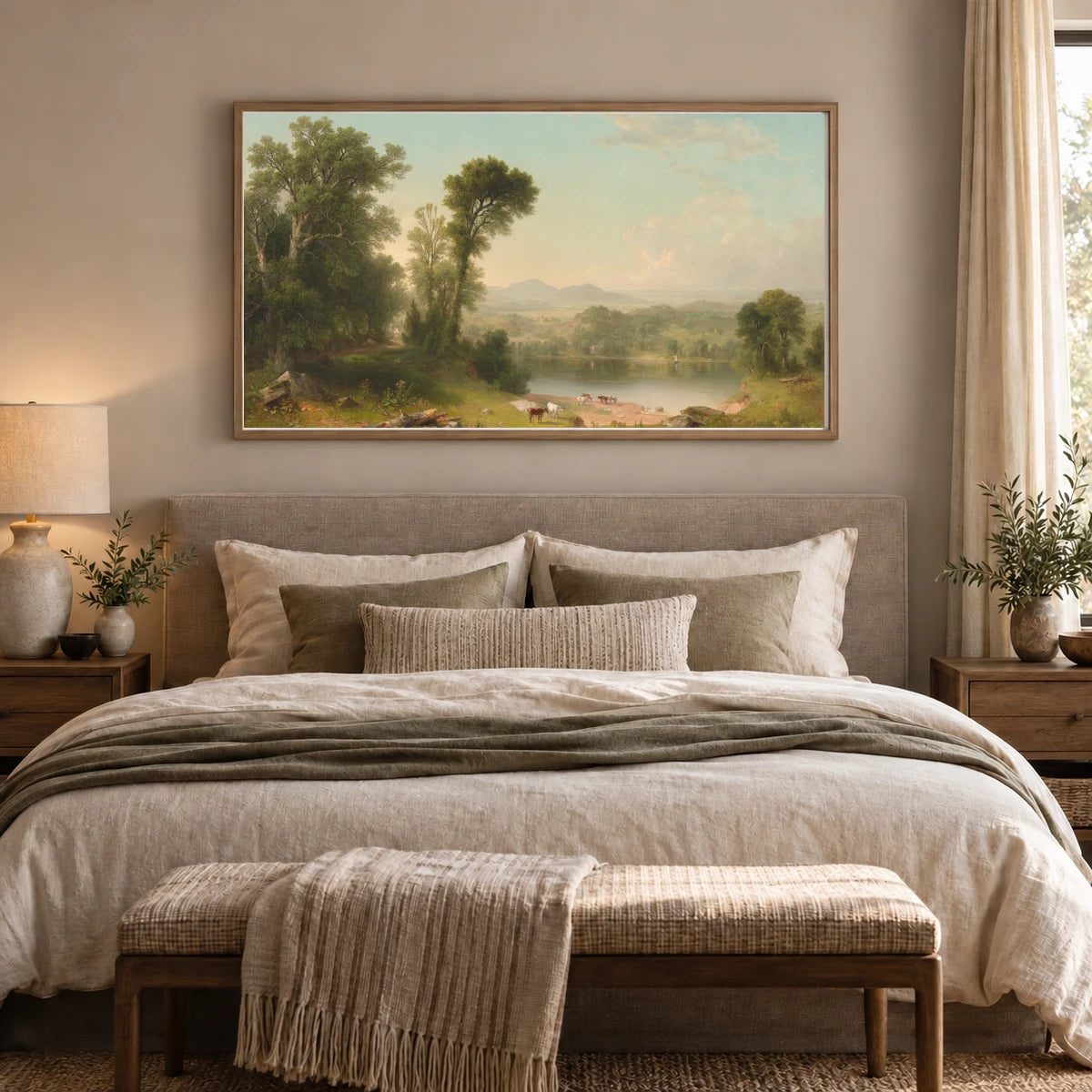 Pastoral Landscape 1991.96.1 — Famous Paintings shown in a styled interior