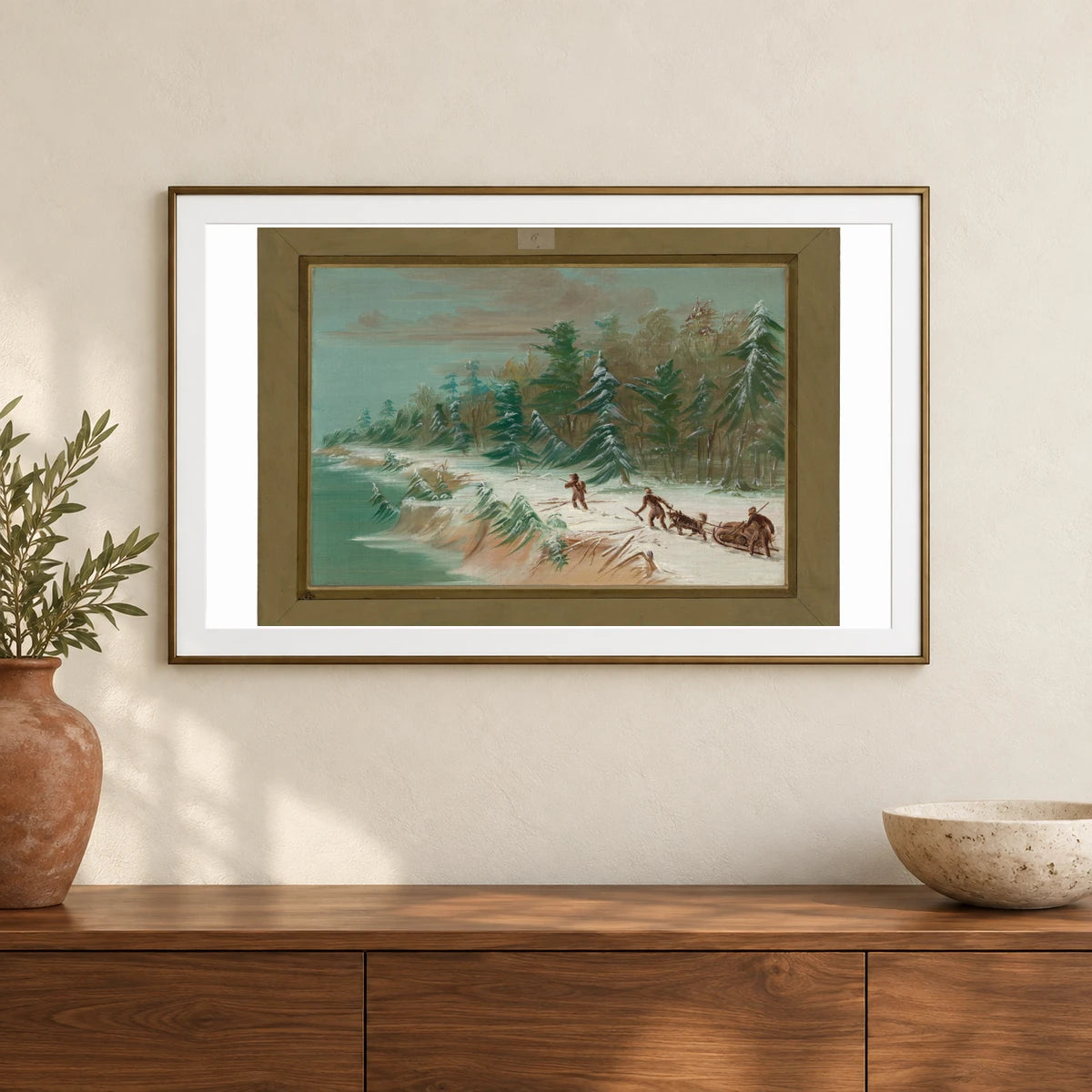 Returning To Fort Frontenac By Sled. February 1679 1965.16.320 — Famous Paintings shown in a styled interior