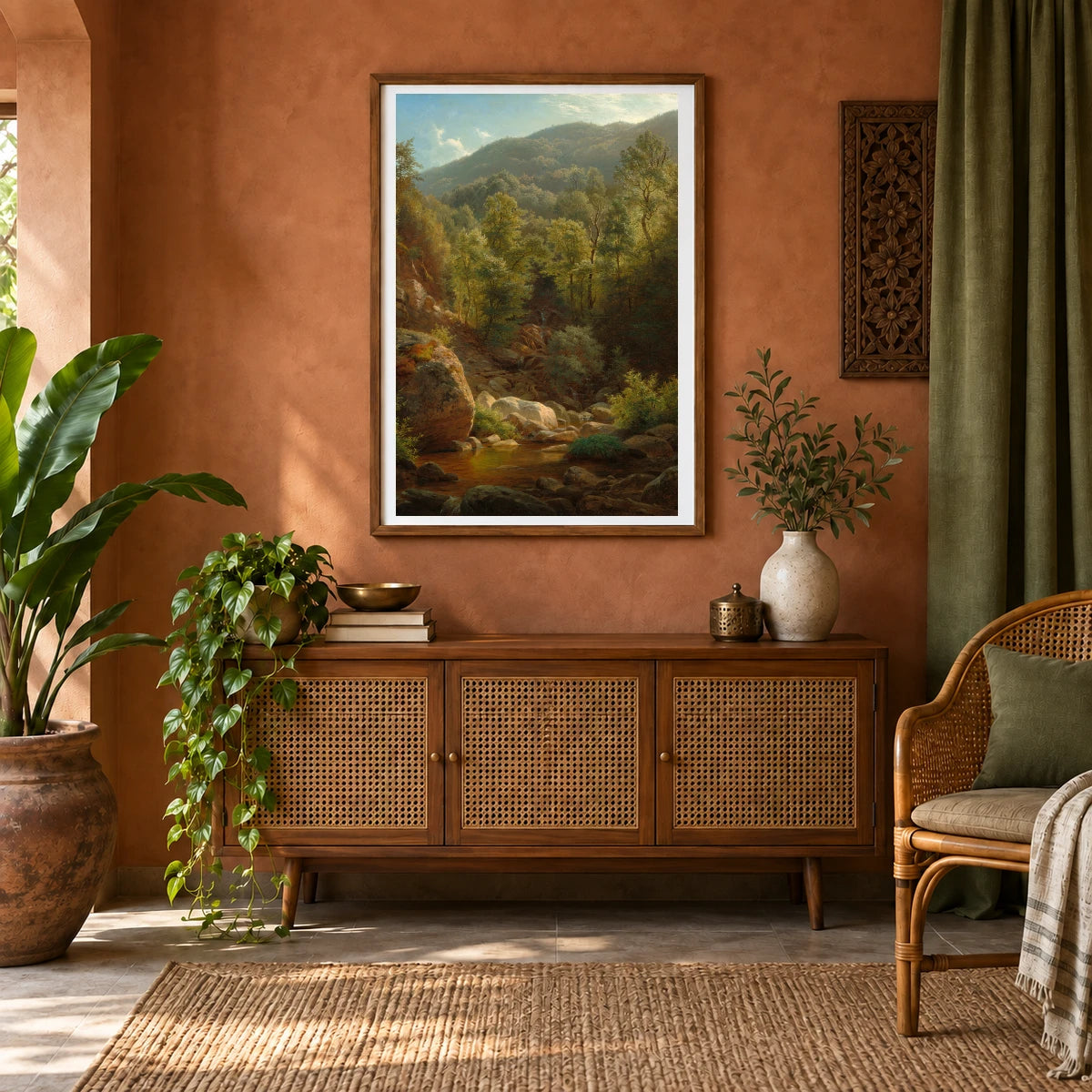 Scene In The Catskills 2014.136.108 — Famous Paintings shown in a styled interior