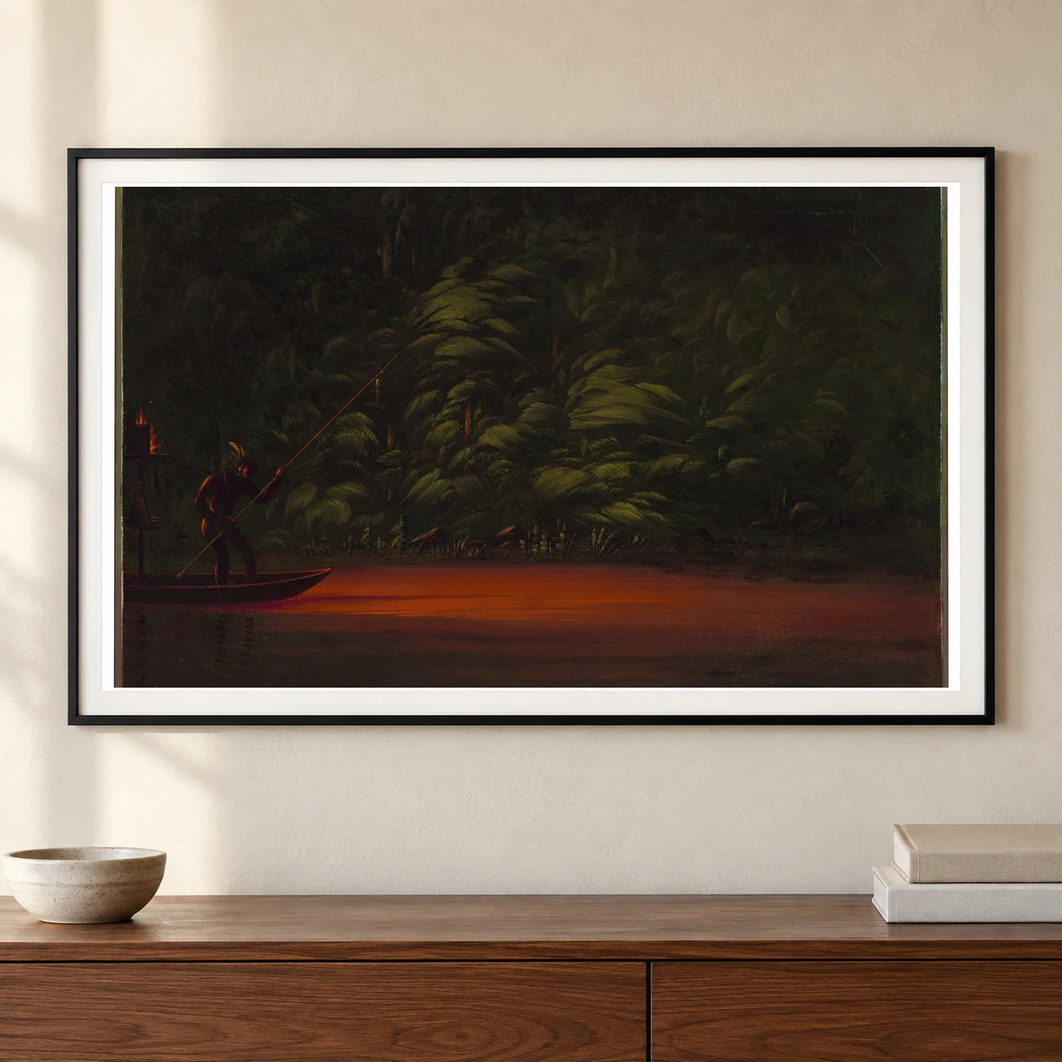 Spearing By Torchlight On The Amazon 1965.16.351 — Famous Paintings shown in a styled interior