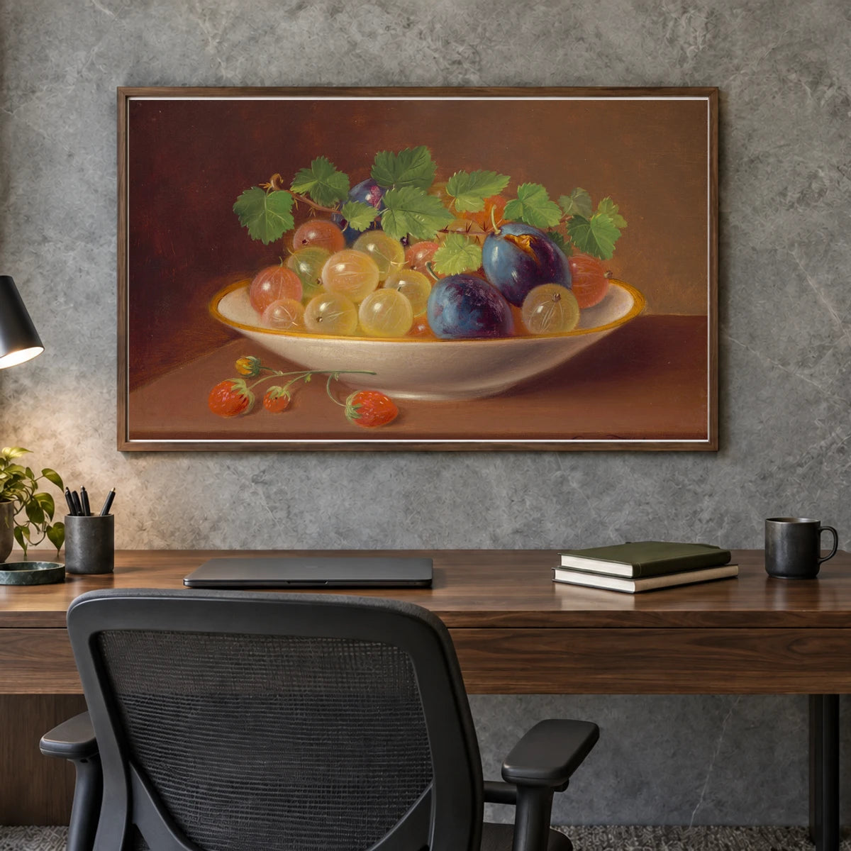 Still Life With Fruit Gooseberries In A Bowl 2018.44.4 — Famous Paintings shown in a styled interior