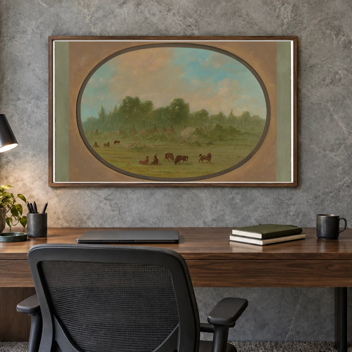 Tawahquena Village 1965.16.55 — Famous Paintings shown in a styled interior