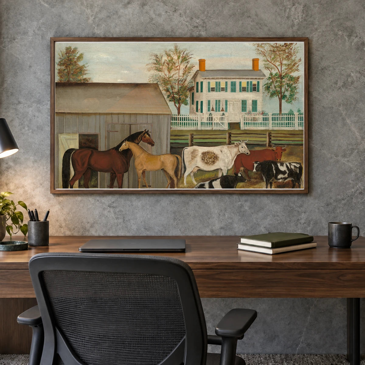 The Barnyard 1955.11.1 — Famous Paintings shown in a styled interior