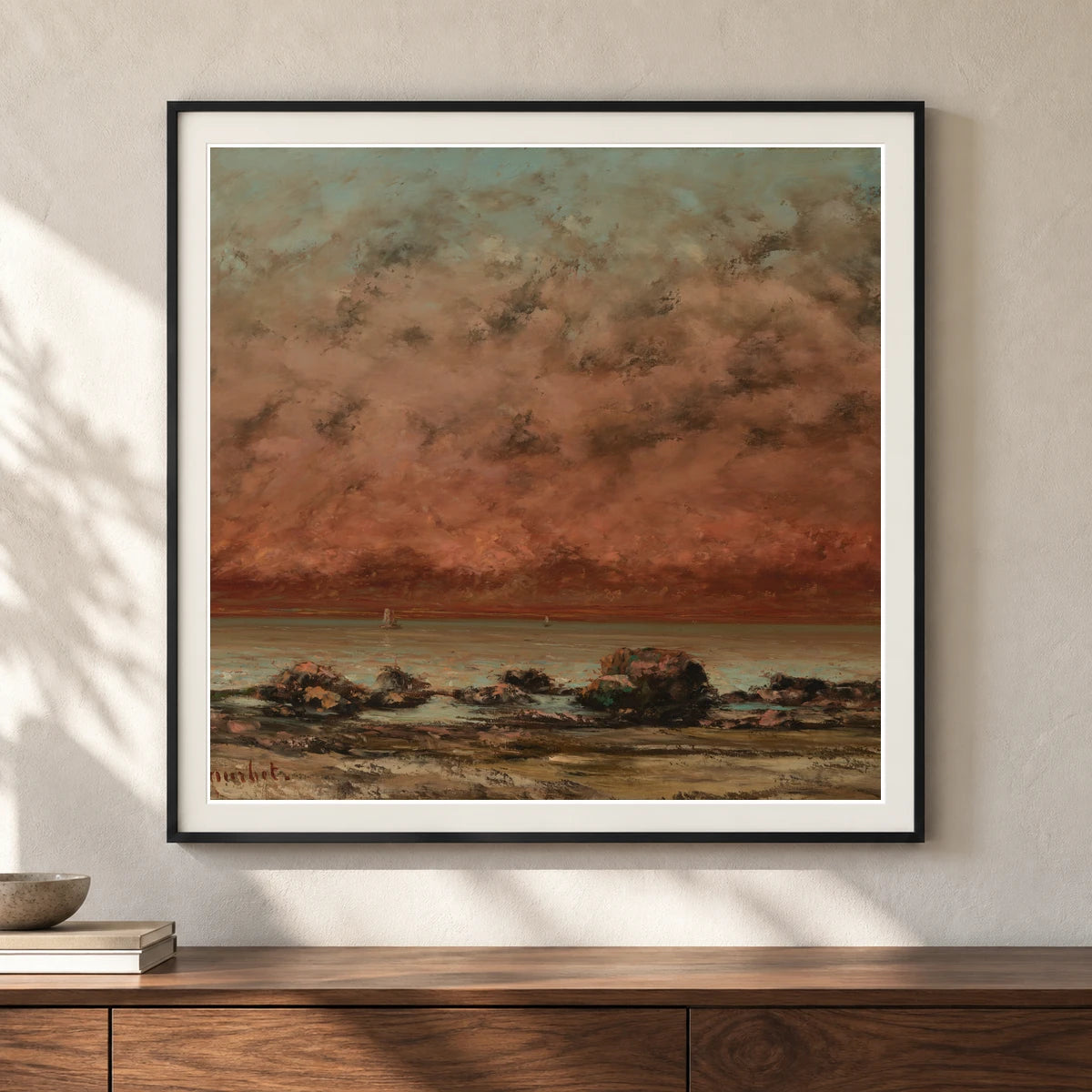 The Black Rocks At Trouville 2011.51.1 — Famous Paintings shown in a styled interior