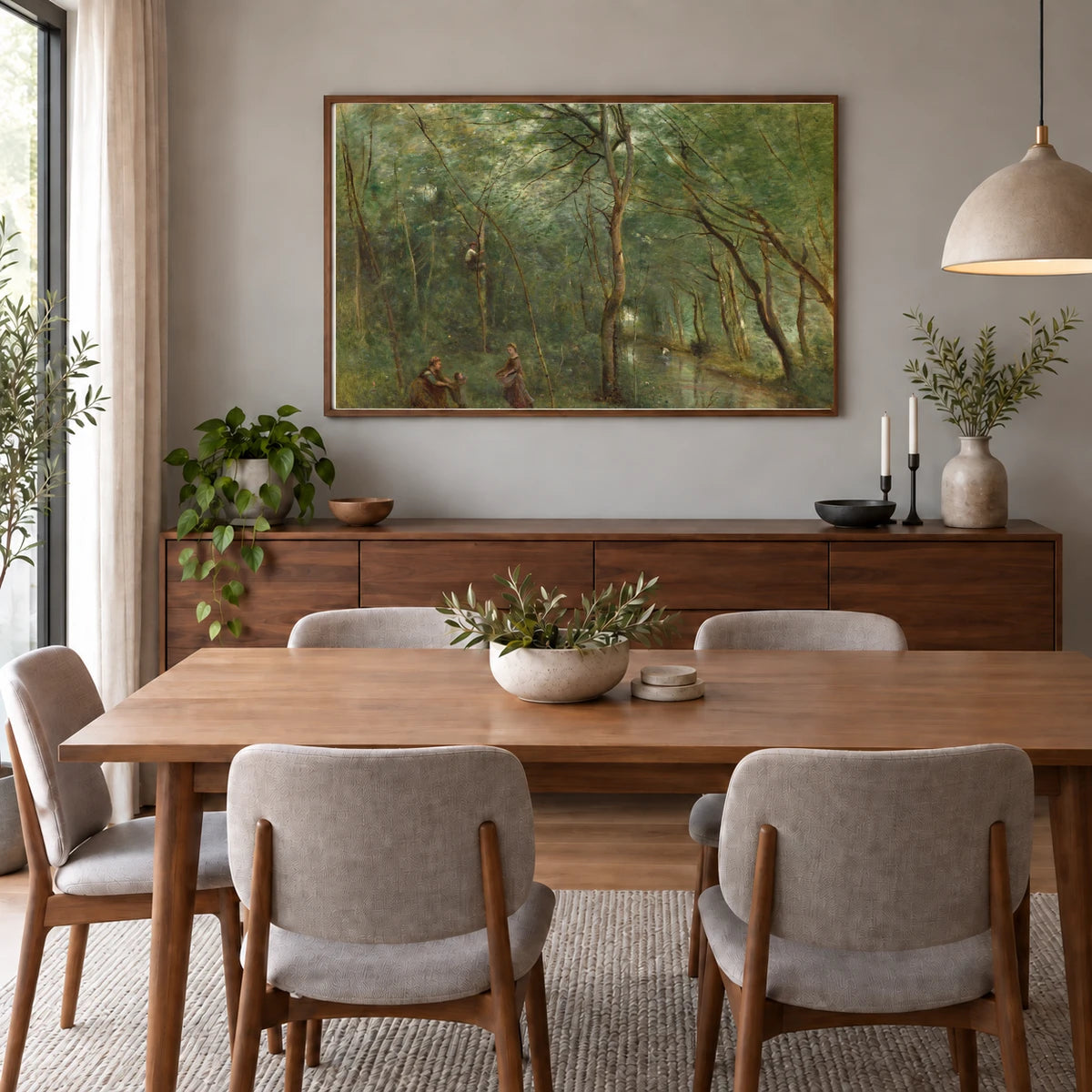 The Eel Gatherers 1943.15.1 — Famous Paintings shown in a styled interior