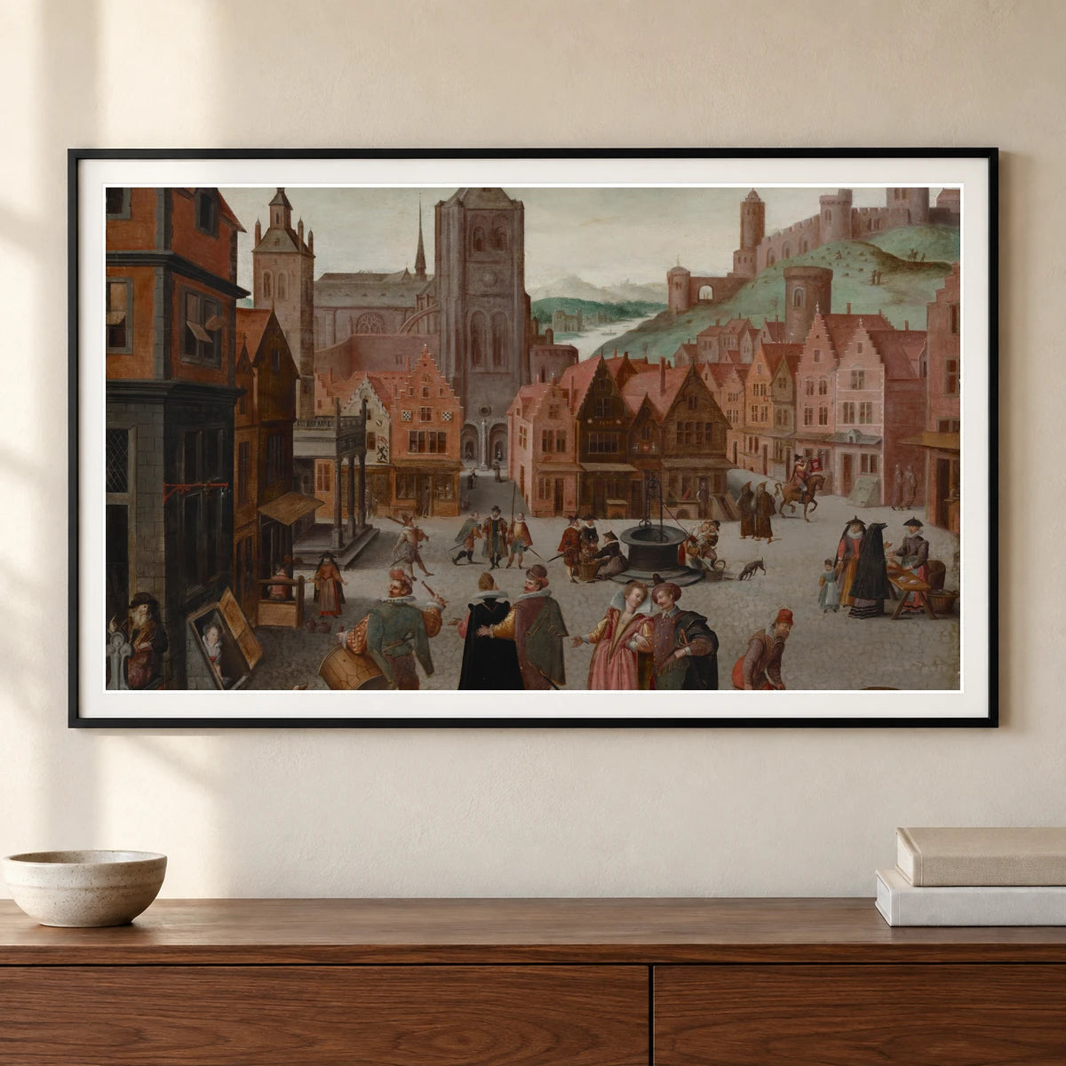 The Marketplace In Bergen Op Zoom 1979.50.1 — Famous Paintings shown in a styled interior
