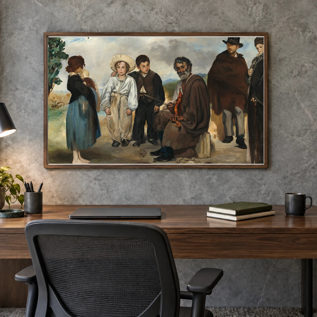 The Old Musician 1963.10.162 — Famous Paintings shown in a styled interior