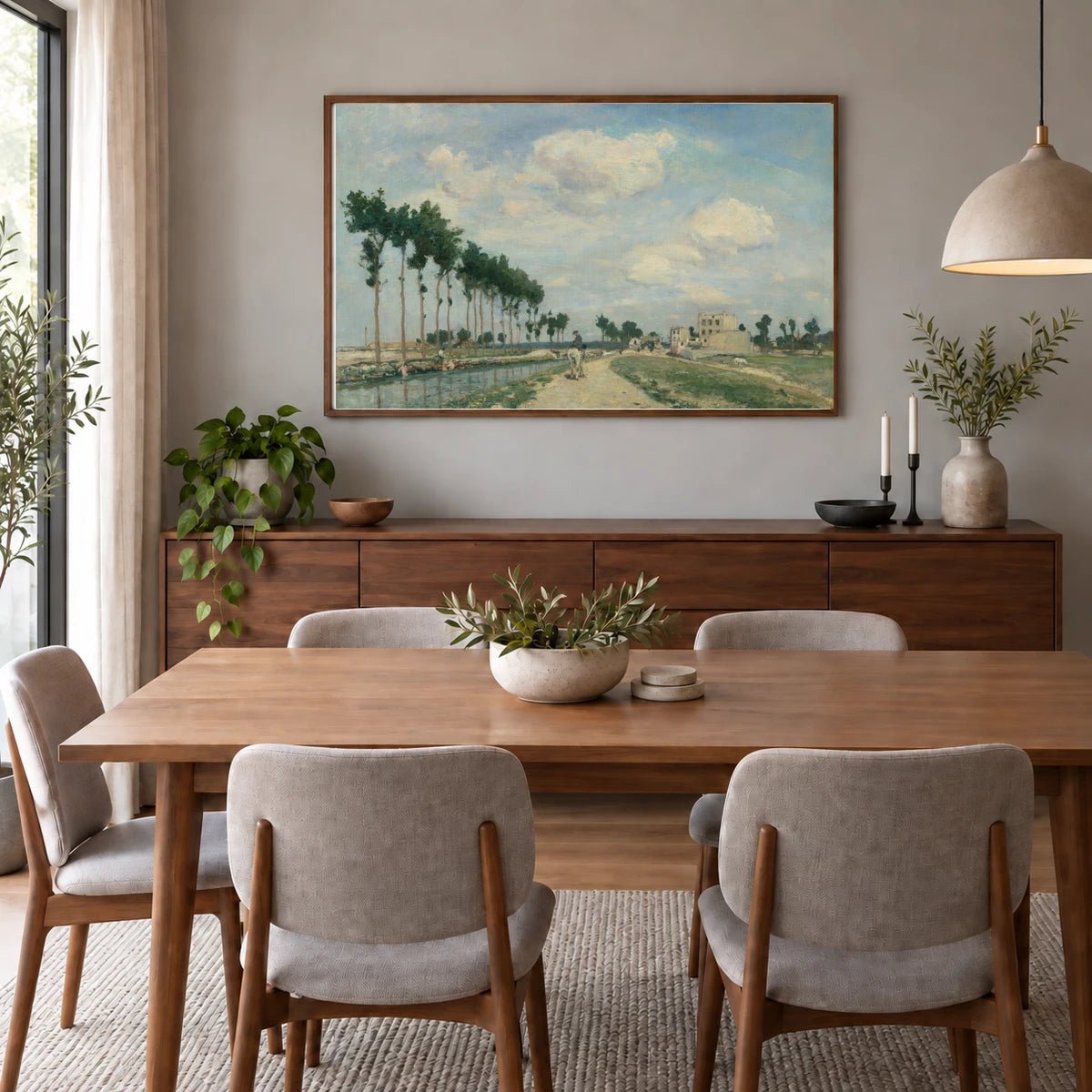 The Towpath 2006.128.22 — Famous Paintings shown in a styled interior