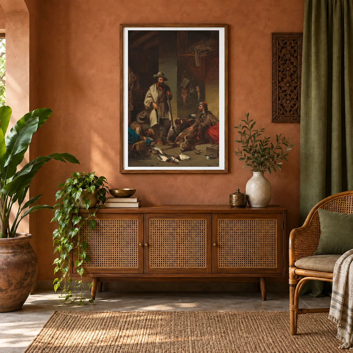 The Trapper S Cabin 2014.79.44 — Famous Paintings shown in a styled interior