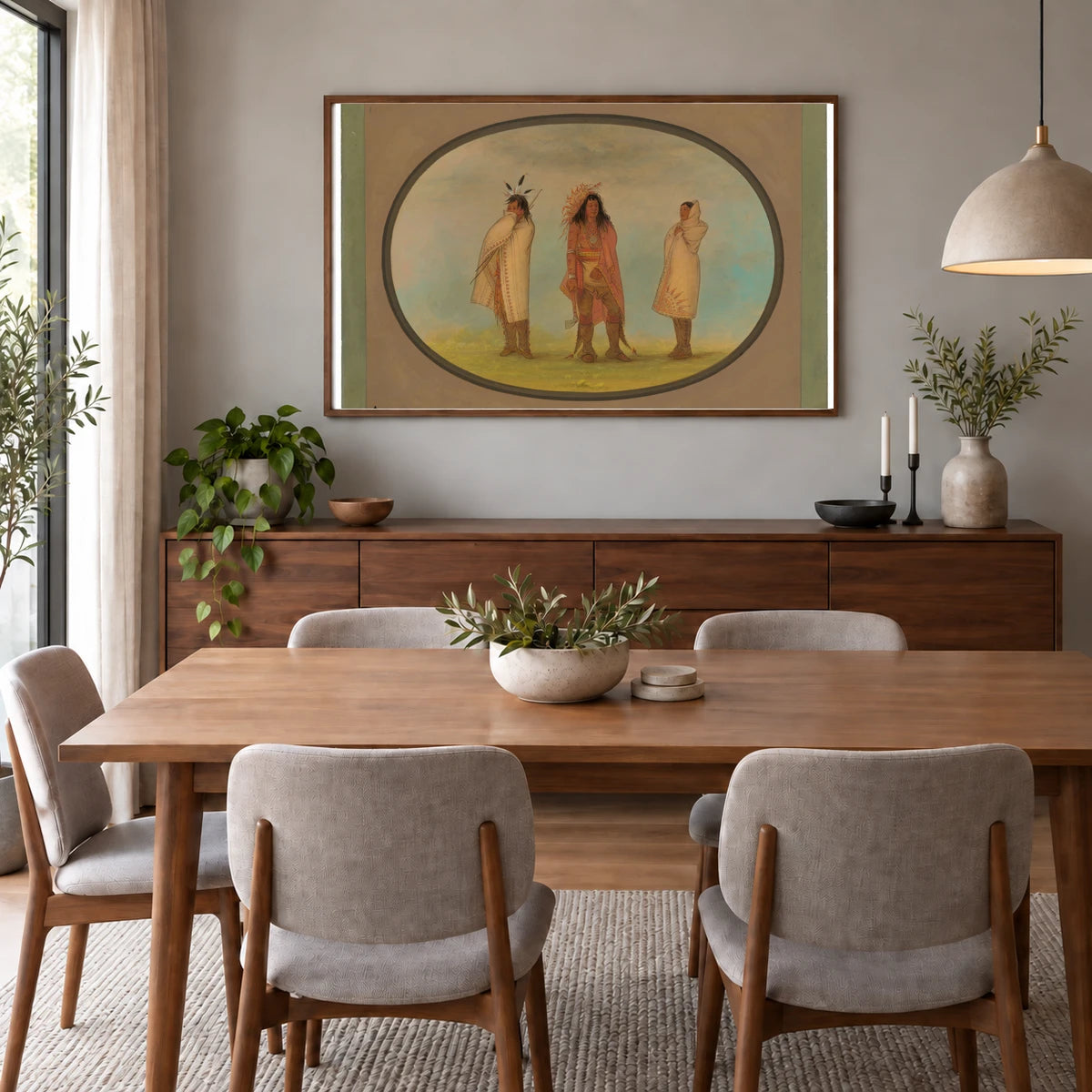 Three Iroquois Indians 1965.16.89 — Famous Paintings shown in a styled interior