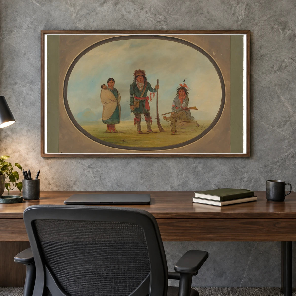 Three Micmac Indians 1965.16.125 — Famous Paintings shown in a styled interior