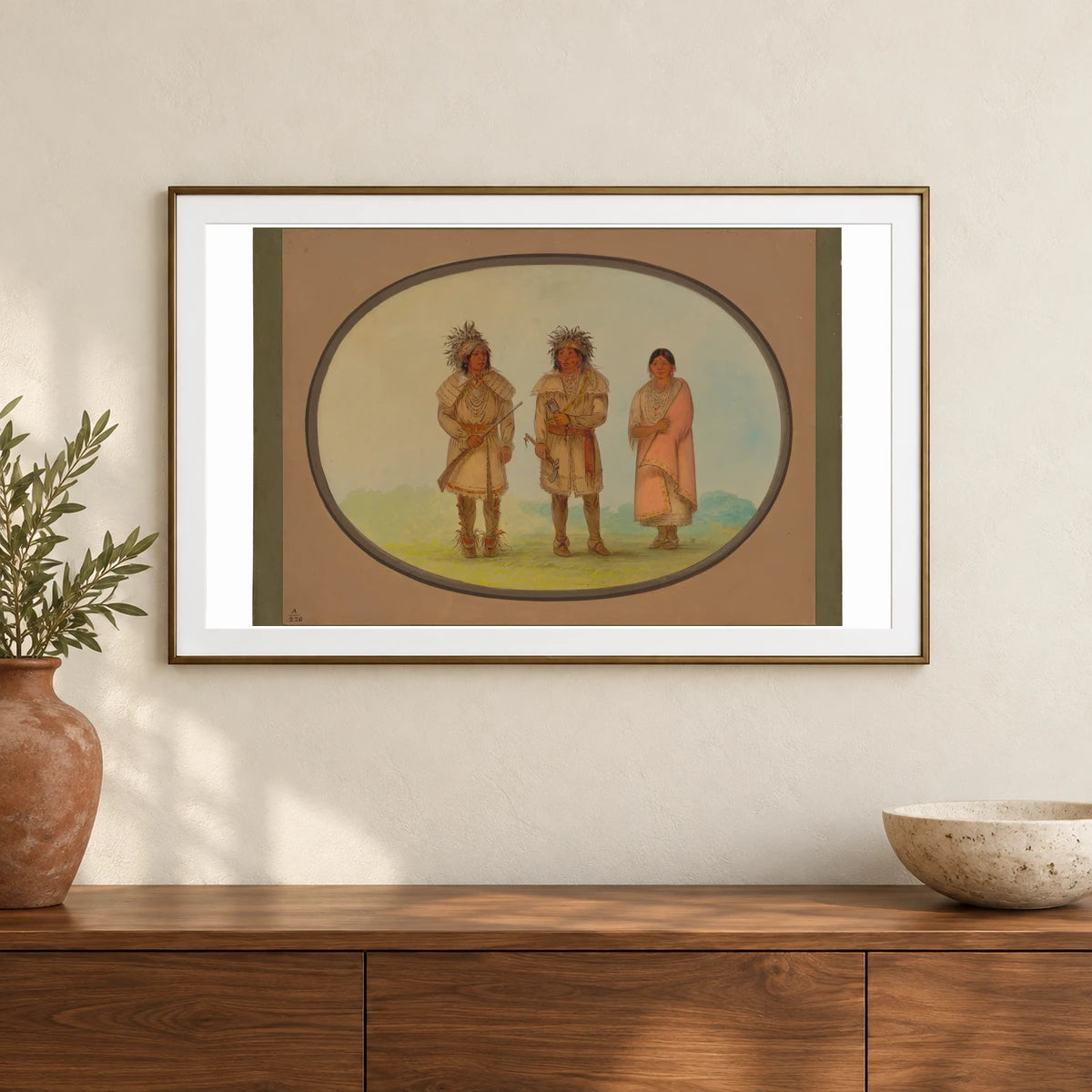Three Peoria Indians 1965.16.109 — Famous Paintings shown in a styled interior