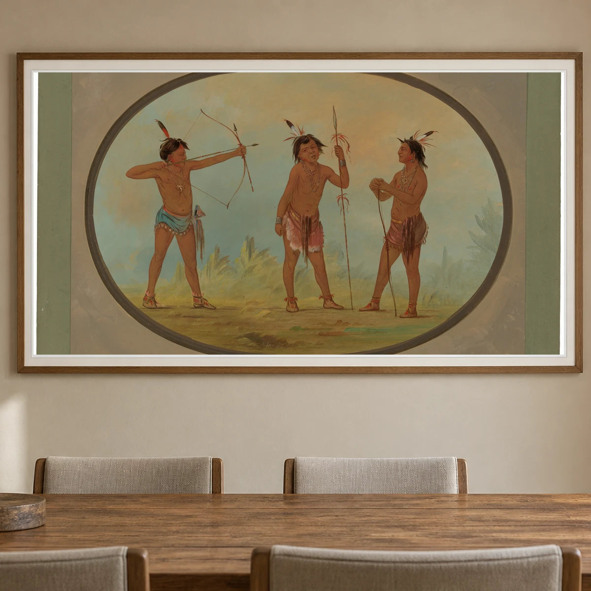 Three Shoshonee Warriors Armed For War 1965.16.58 — Famous Paintings shown in a styled interior