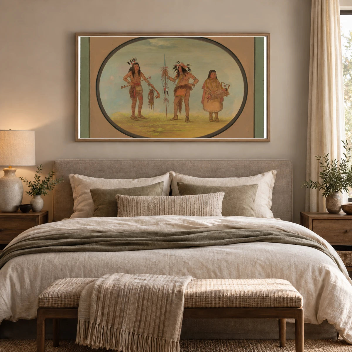 Two Ojibbeway Warriors And A Woman 1965.16.92 — Famous Paintings shown in a styled interior