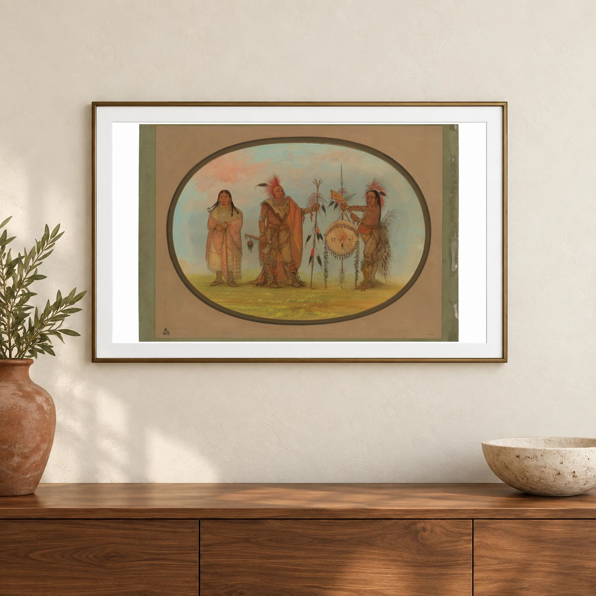 Two Saukie Chiefs And A Woman 1965.16.96 — Famous Paintings shown in a styled interior
