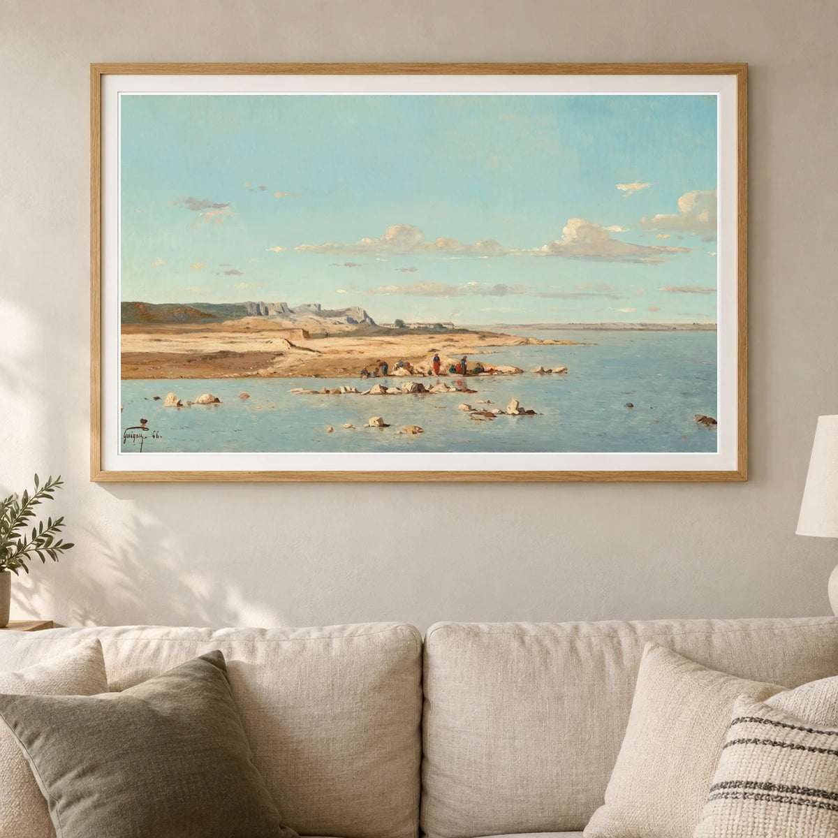 Washerwomen On The Banks Of The Durance 2007.73.1 — Famous Paintings shown in a styled interior